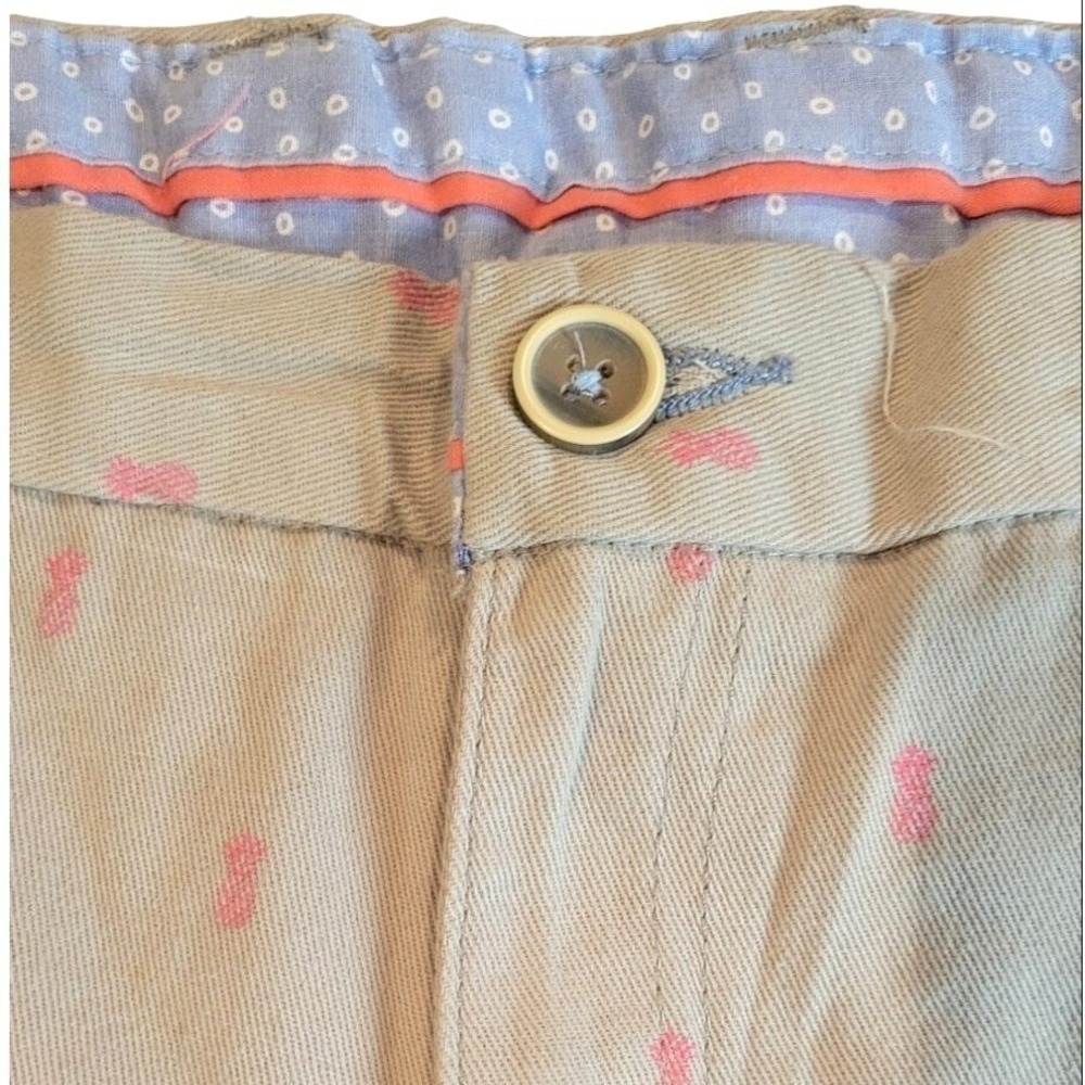TailorByrd Chino Shorts Mens 36 Tan Cotton Pineapple Embroidered Classic Coastal - Picture 3 of 6